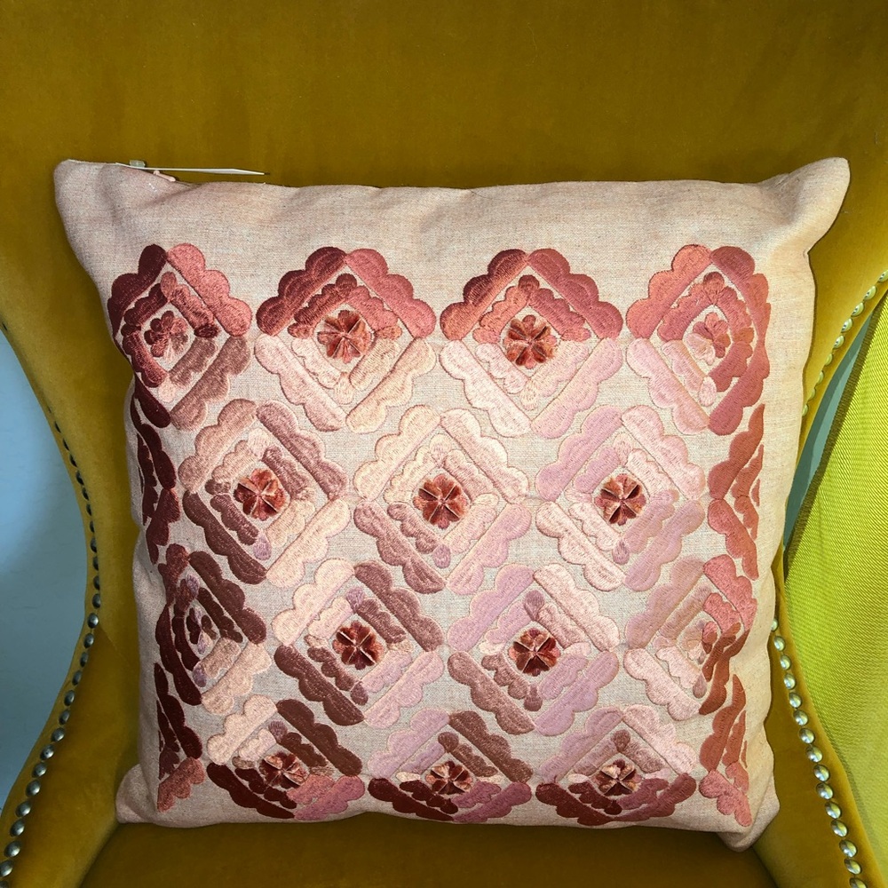 New Anthropologie Home Decor Peach/Pink Layla Accent Throw Pillow - Picture 2 of 3